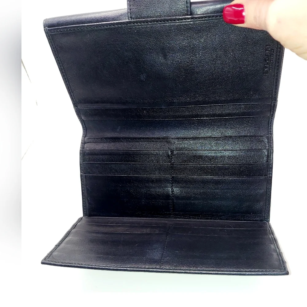 Bvlgari Black Lambskin Leather Long Wallet